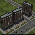 Birds Eye View Planning of Modern Residential Buildings Roads and Green Areas