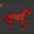 Light Brown Horse Walking on Black Ground with Gray Background and Flowing Mane and Tail