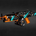 Colorful Tactical Rifle With Orange Black Blue Hexagonal Pattern Scope Barrel And Stock Design