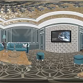 Modern Luxury KTV Interior Design With Comfortable Sofa And Crystal Chandelier