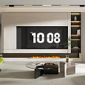 Modern Living Dining Room Interior With Sofa Coffee Table Green Chair Mirror And Floor Lamp