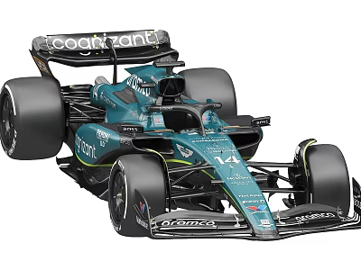 Teal Formula 1 Racing Car With Cognizant Kontrol Sponsorship And Aerodynamic Design 3d model