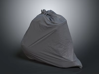 Gray Plastic Trash Bag For Household Use With Full Capacity Design 3d model