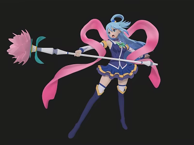 Magic Girl Cartoon Woman Anime Characters Cute Girl Secondary Cartoon Characters 3d model