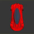 Red Futuristic Concept Car With Sleek Design Blue Accents And White Wheels