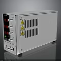 White Electronic Device With Digital Display Knobs Ventilation Slots And Warning Labels
