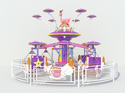 Flying deer bicycle automatic control aircraft rotating flying chair amusement facilities bouncing machine 3d model