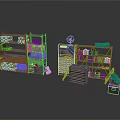 Storage Shelves With Wooden Crates Books Sacks And Stacked Boxes