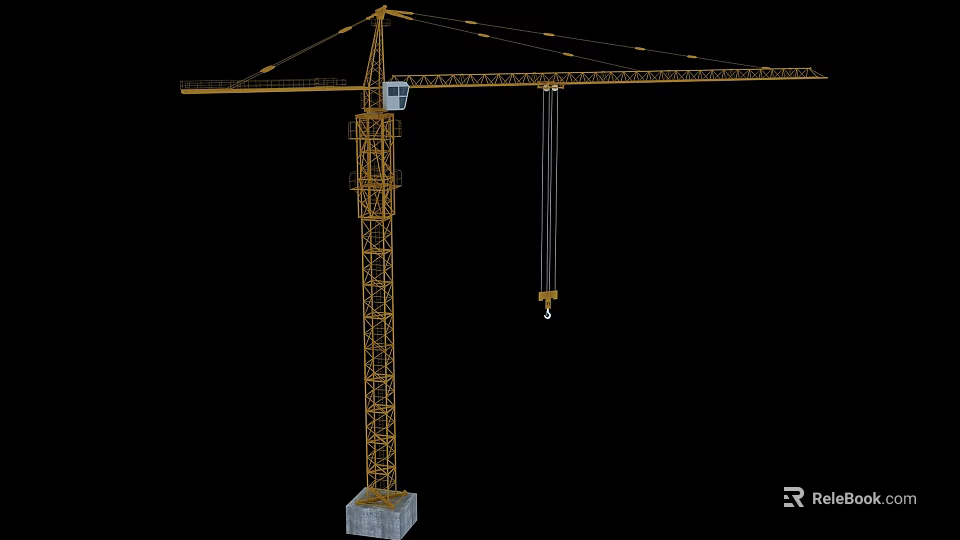 Industrial Tower Crane With Metal Structure Boom And Stable Base For Construction 3d model 