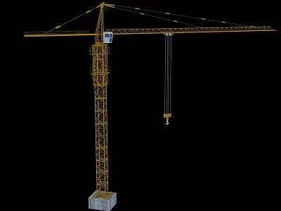 Industrial Tower Crane With Metal Structure Boom And Stable Base For Construction 3d model