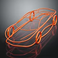 Modern Orange Wireframe Car Frame Structure for Automotive Body Parts Design