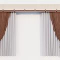 Elegant Brown And Light Layered Window Curtains With Valance And Tiebacks 3d model