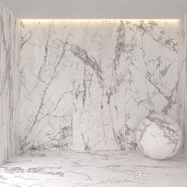 Natural Marble Wall With Intricate Veins And Decorative Sphere Design 3d model 