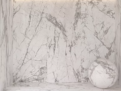 Natural Marble Wall With Intricate Veins And Decorative Sphere Design 3d model