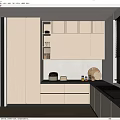 Modern Kitchen Interior Design With White Cabinets Countertop Appliances And Lighting