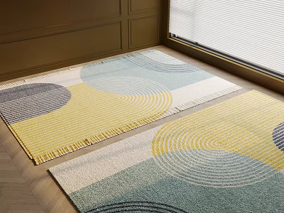 Geometric Pattern Square Rugs For Home Decor 3d model