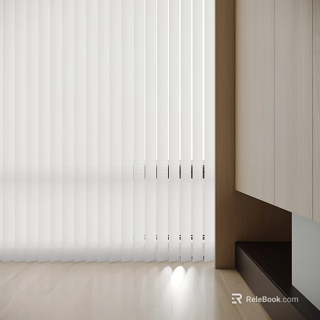 White Venetian Blinds In Modern Interior With Wooden Cabinet And Natural Light 3d model 