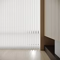 White Venetian Blinds In Modern Interior With Wooden Cabinet And Natural Light