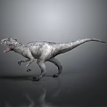 Realistic Dinosaur 3D Model With Open Mouth Scaly Skin And Grey Background Reflection