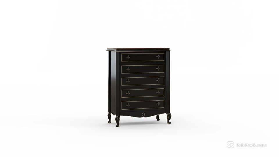 Elegant Chest of Drawers With Ornate Drawers And Stylish Carved Legs 3d model 