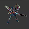 Blue Mecha Robot Action Figure With Swords Guns And Detailed Armor Design