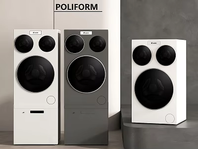 Poliform Modern Stylish Washing Machines With Contemporary Design In White And Gray 3d model