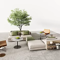 Office lobby public area landscape seat multi-person sofa combination 3d model