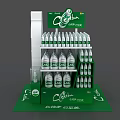 Green And White Cestbon Bottled Water Display Stand With Multiple Shelves And Brand Logo