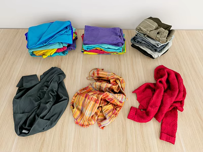 Colorful Stacked And Folded Clothes With Various Casual Wear And Sweaters 3d model Colorful Stacked And Folded Clothes With Various Casual Wear And Sweaters 3d model