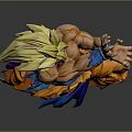 Super Saiyan Character With Blonde Spiky Hair In Blue And Orange Outfit Dynamic Fighting Pose