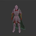 Man in Medieval Knight Full Body Armor with Helmet and Cape