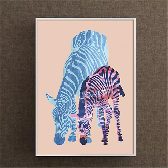 Modern Animal Painting Simple Red Bedroom Animal Zebra Decorative Painting 3d model