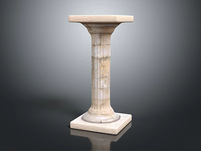 Classical Stone Column With Textured Surface Square Base And Flat Top 3d model