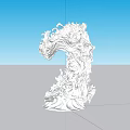 White Abstract Artistic Stone Carving Sculpture With Swirl Flowing Form