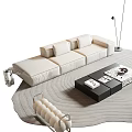 Italian Style Minimalist Sofa Coffee Table Combination Multi-person Sofa Combination Sofa Straight Row Sofa Combination Coffee Table Single Person Leisure Chair Sofa Stool Floor Lamp 3d model
