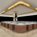 Luxurious Jewelry Store Interior Design With Elegant Display Counters And Warm Lighting 3d model