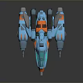 Futuristic Sci Fi Vehicle With Blue And Orange Streamlined Design Multiple Engines 3d model