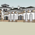 European Style Architecture Exterior Design With Black Roof Arched Windows And Ornate Details