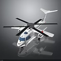 White Futuristic Space Aeronautics Concept Vehicle Model With Rotors And Wings