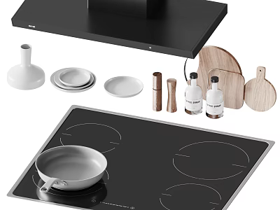 Kitchenware Kitchen Appliances Kitchen Supplies Induction Cooker Range Hood 3d model