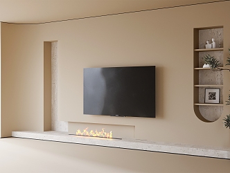 Modern TV background wall electronic fireplace 3d model