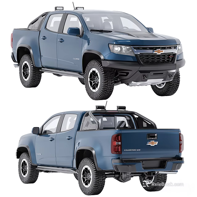 Blue Chevrolet Pickup Truck Shown In Two Views 3d model 