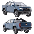 Blue Chevrolet Pickup Truck Shown In Two Views