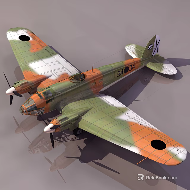 Vintage Fighter Jet With Camouflage Paint Scheme Wing Insignia And Tail Number 3U+21 3d model 