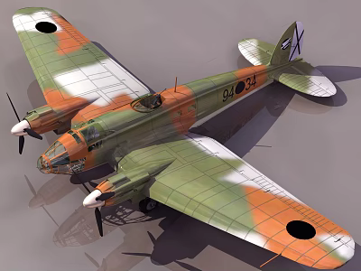 Vintage Fighter Jet With Camouflage Paint Scheme Wing Insignia And Tail Number 3U+21 3d model