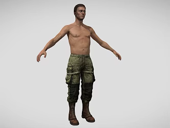 Soldier Male Soldier Warrior Shirtless Battlefield Modern 3d model