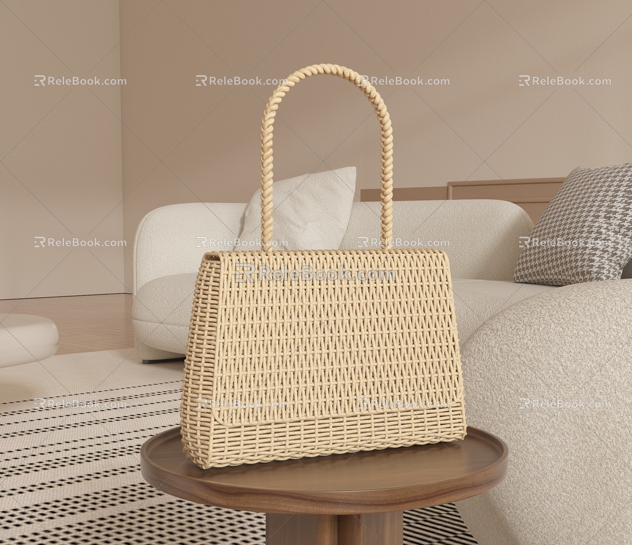 Straw bag ladies bags luggage accessories 3d model