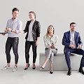 Group of Business Professionals Collaborating with Laptop in Office Setting