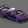 Purple Bugatti Sports Car With Black Accents Rear Spoiler And Alloy Wheels