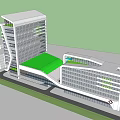 Modern Hospital Building With Glass Windows And Red Cross Sign Design